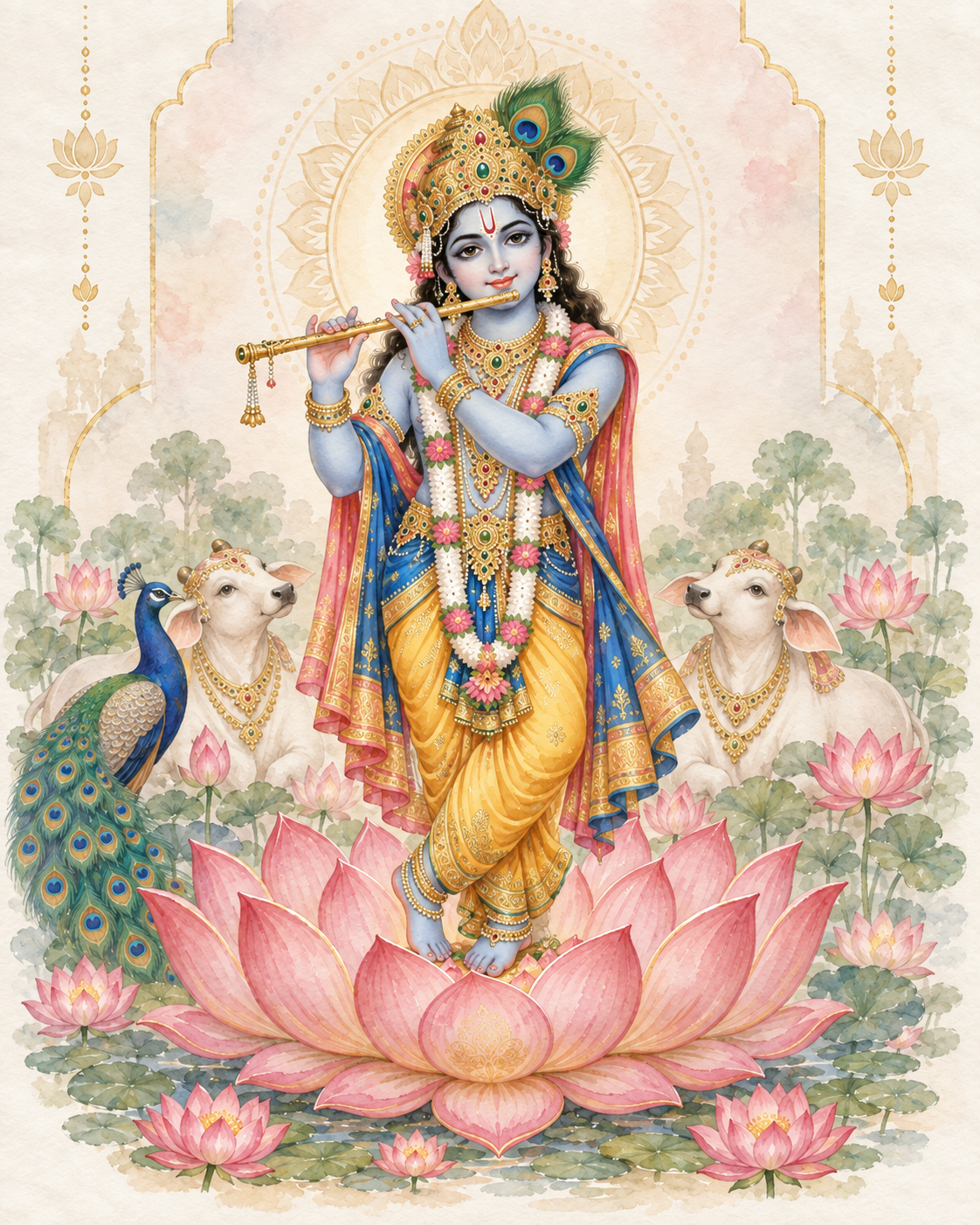 Krishna – Aquarellillustration